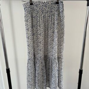 Madewell Blue and White Floral Maxi Skirt